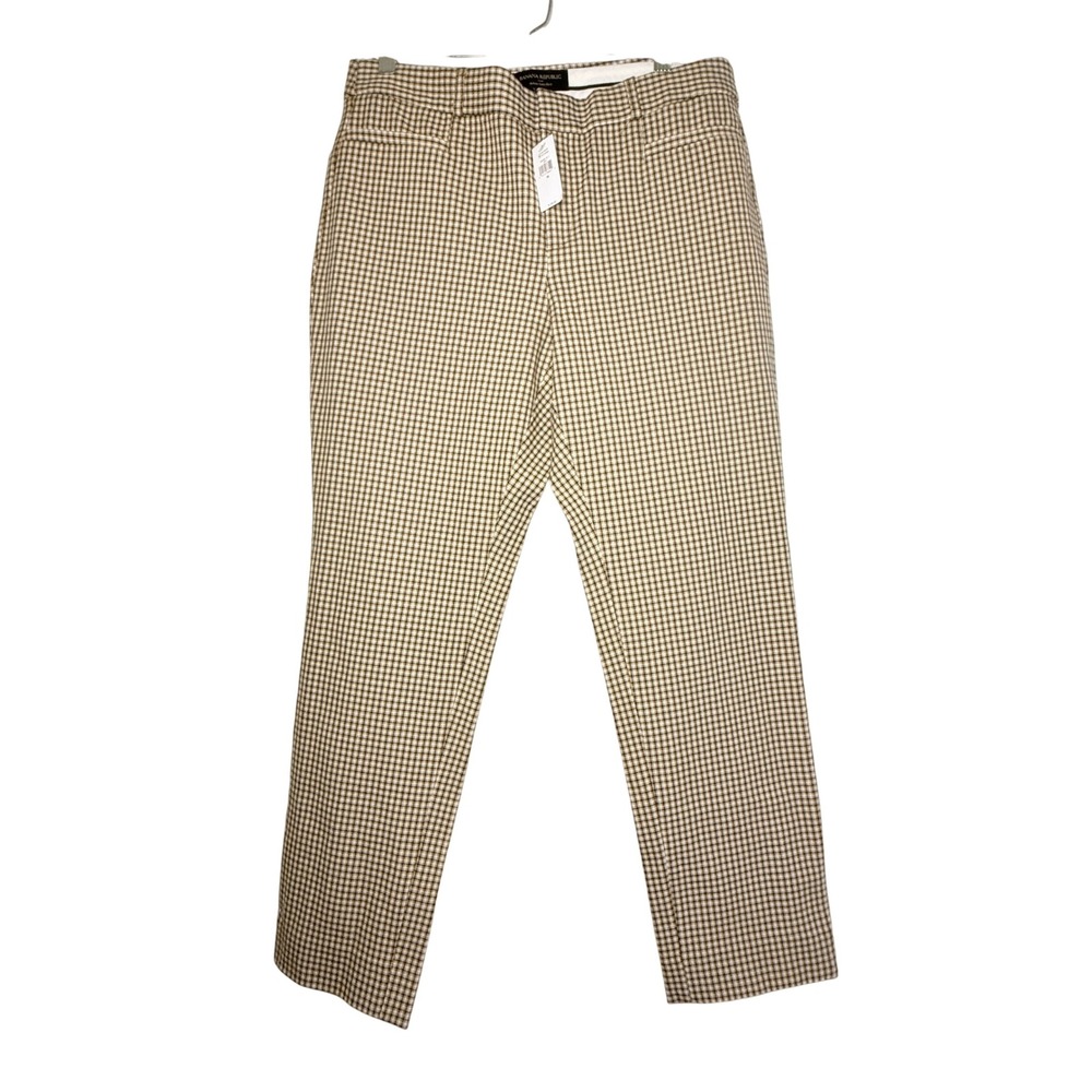 Banana Republic Sloan Curvy Fit Pants 10 Brown Plaid Check NWT Career Work